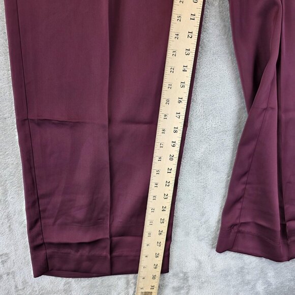 Banana Republic Pants Womens Size 8 Burgundy Pleated Satin Wide Leg Trousers - Picture 4 of 11
